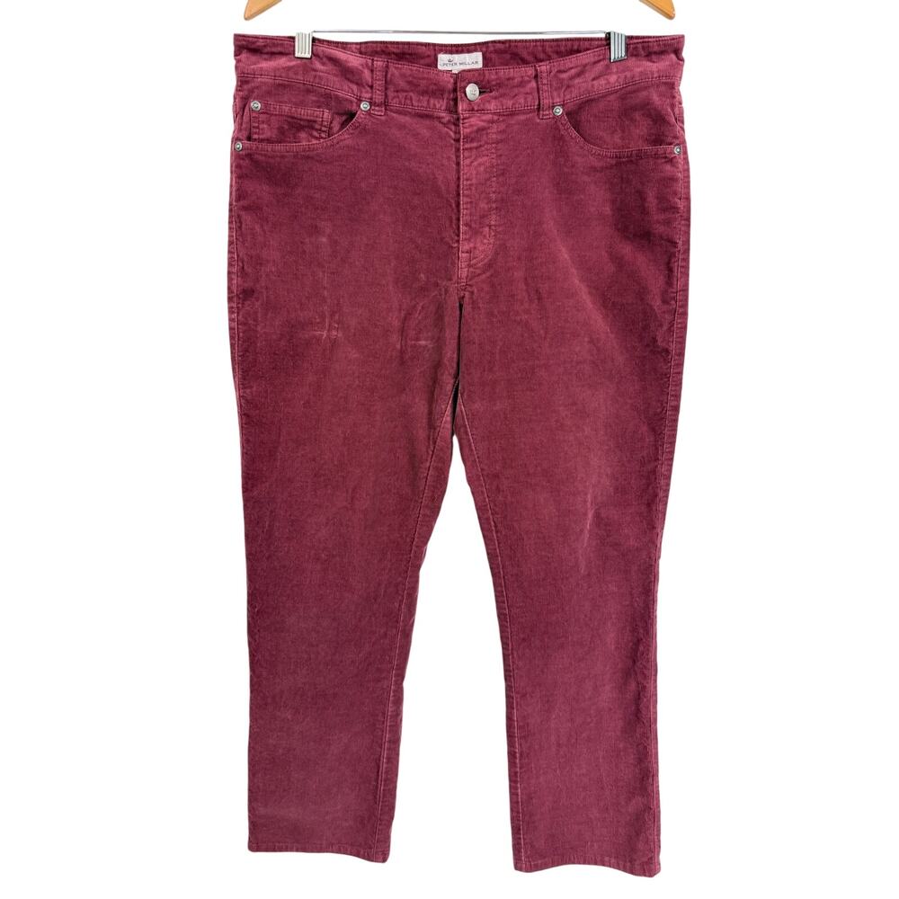 Peter Millar Men’s Corduroy Classic Fit Pants Burgundy Golf Luxury 5-pocket  36
